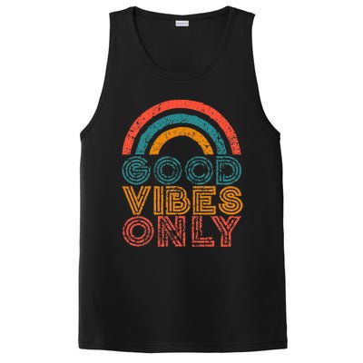 Good Vibes Only Vintage Rainbow Positive Vibe Quote Gift PosiCharge Competitor Tank