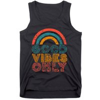 Good Vibes Only Vintage Rainbow Positive Vibe Quote Gift Tank Top