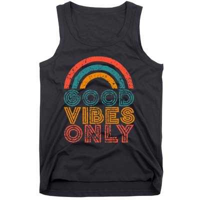 Good Vibes Only Vintage Rainbow Positive Vibe Quote Gift Tank Top