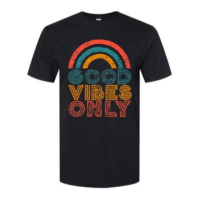 Good Vibes Only Vintage Rainbow Positive Vibe Quote Gift Softstyle CVC T-Shirt