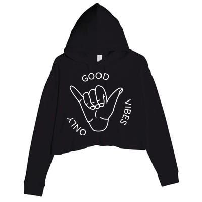 Good Vibes Only Gnarly Surfer Crop Fleece Hoodie