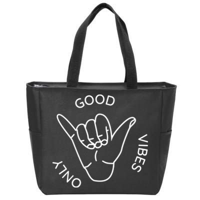 Good Vibes Only Gnarly Surfer Zip Tote Bag