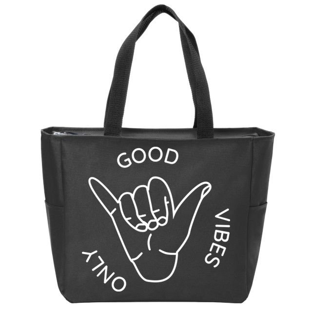 Good Vibes Only Gnarly Surfer Zip Tote Bag
