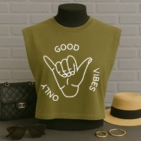 Good Vibes Only Gnarly Surfer Garment-Dyed Women's Muscle Tee