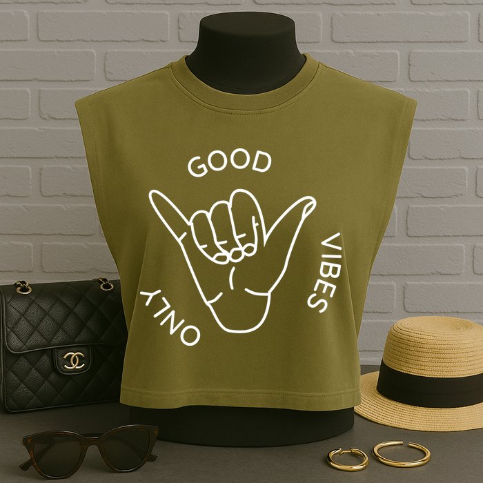 Good Vibes Only Gnarly Surfer Garment-Dyed Women's Muscle Tee