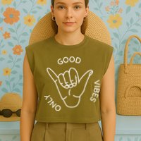Good Vibes Only Gnarly Surfer Garment-Dyed Women's Muscle Tee