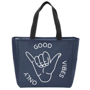 Good Vibes Only Gnarly Surfer Zip Tote Bag