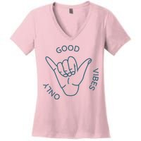 Good Vibes Only Gnarly Surfer Women's V-Neck T-Shirt