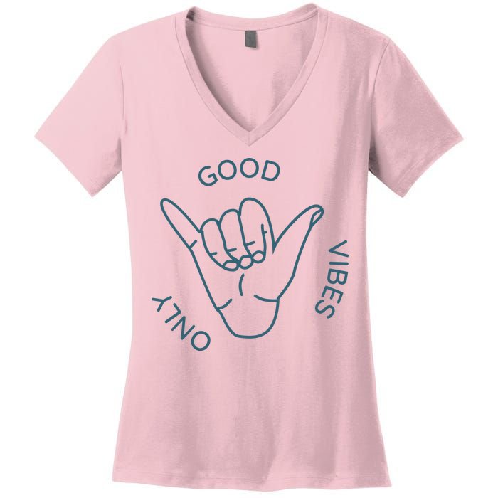 Good Vibes Only Gnarly Surfer Women's V-Neck T-Shirt