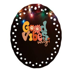 Good Vibes Only Flower Hawaii Beach Summer Vacation Family Ceramic Oval Ornament