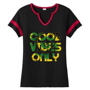 Good Vibe Only Jamaica Flag Tie Dye Positive Vibes Only Ladies Halftime Notch Neck Tee