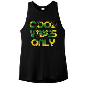 Good Vibe Only Jamaica Flag Tie Dye Positive Vibes Only Ladies PosiCharge Tri-Blend Wicking Tank