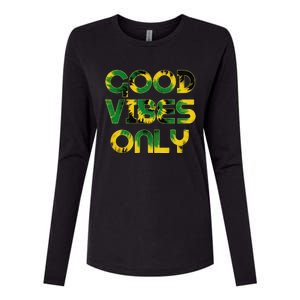 Good Vibe Only Jamaica Flag Tie Dye Positive Vibes Only Womens Cotton Relaxed Long Sleeve T-Shirt