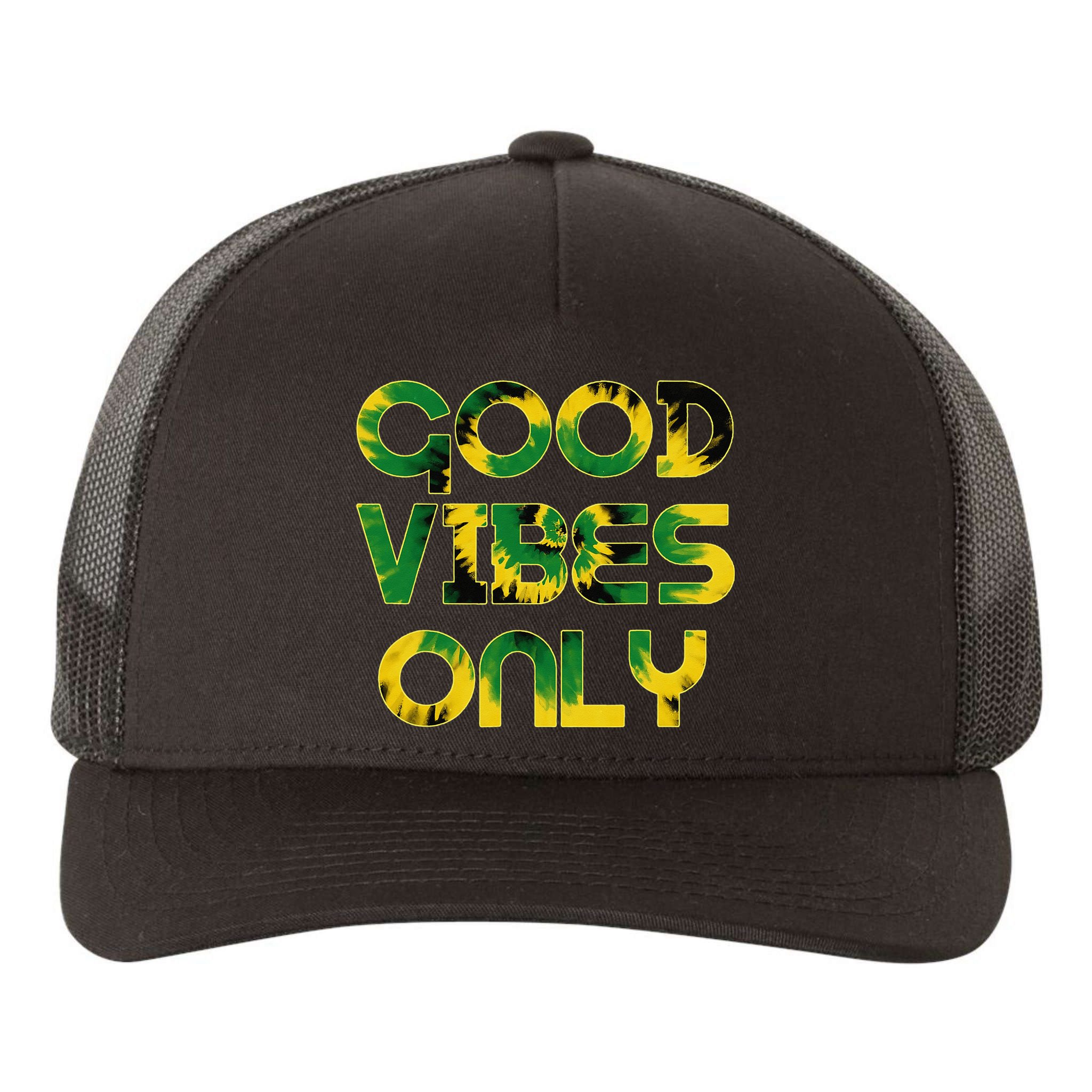 Good Vibe Only Jamaica Flag Tie Dye Positive Vibes Only Yupoong Adult 5-Panel Trucker Hat