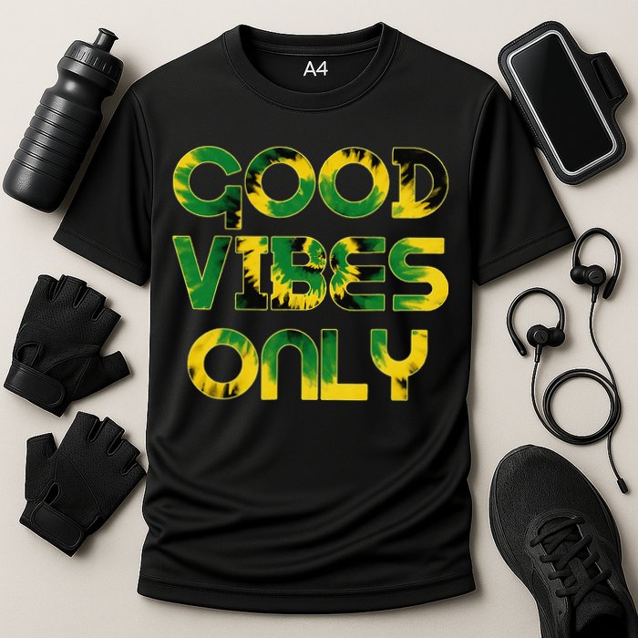 Good Vibe Only Jamaica Flag Tie Dye Positive Vibes Only Cooling Performance Crew T-Shirt