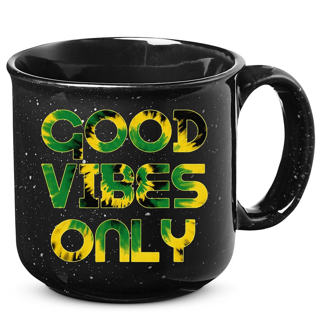 Good Vibe Only Jamaica Flag Tie Dye Positive Vibes Only 15oz Campfire Ceramic Mug