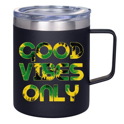 Good Vibe Only Jamaica Flag Tie Dye Positive Vibes Only 12oz Stainless Steel Coffee Mug
