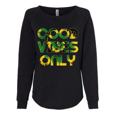 Good Vibe Only Jamaica Flag Tie Dye Positive Vibes Only Womens California Wash Sweatshirt