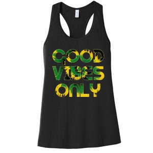 Good Vibe Only Jamaica Flag Tie Dye Positive Vibes Only Women's Racerback Tank