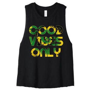 Good Vibe Only Jamaica Flag Tie Dye Positive Vibes Only Women's Racerback Cropped Tank