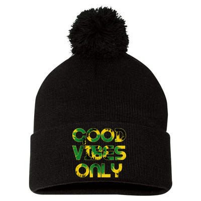 Good Vibe Only Jamaica Flag Tie Dye Positive Vibes Only Pom Pom 12in Knit Beanie