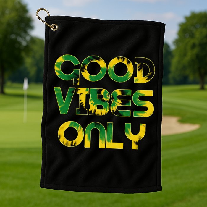 Good Vibe Only Jamaica Flag Tie Dye Positive Vibes Only Golf Towel