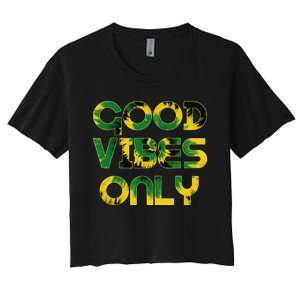 Good Vibe Only Jamaica Flag Tie Dye Positive Vibes Only Women's Crop Top Tee