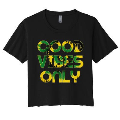 Good Vibe Only Jamaica Flag Tie Dye Positive Vibes Only Women's Crop Top Tee