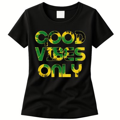 Good Vibe Only Jamaica Flag Tie Dye Positive Vibes Only Womens T-Shirt