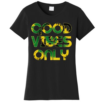 Good Vibe Only Jamaica Flag Tie Dye Positive Vibes Only Women's T-Shirt