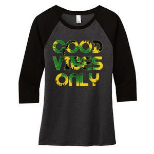 Good Vibe Only Jamaica Flag Tie Dye Positive Vibes Only Women's Tri-Blend 3/4-Sleeve Raglan Shirt