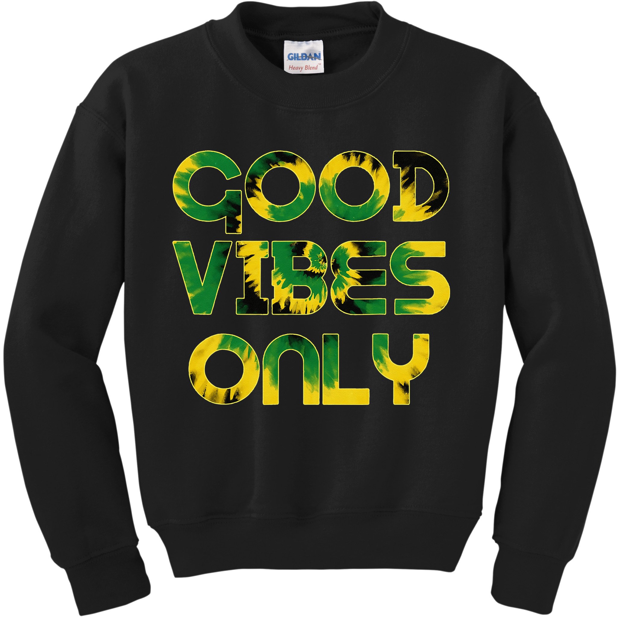 Good Vibe Only Jamaica Flag Tie Dye Positive Vibes Only Kids Sweatshirt