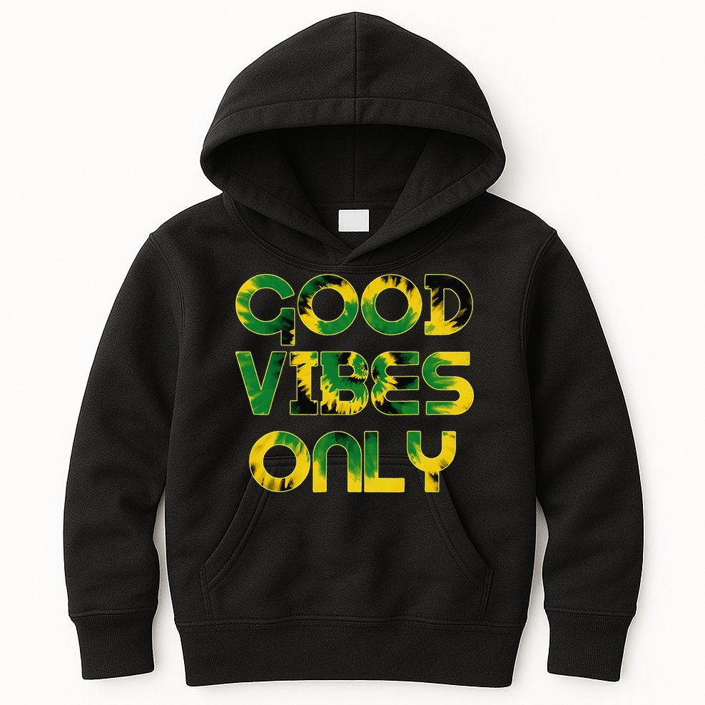 Good Vibe Only Jamaica Flag Tie Dye Positive Vibes Only Kids Hoodie