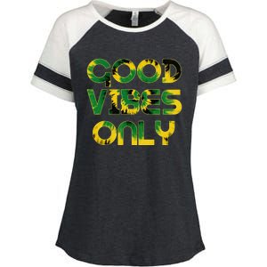 Good Vibe Only Jamaica Flag Tie Dye Positive Vibes Only Enza Ladies Jersey Colorblock Tee