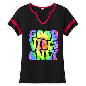 Good Vibes Only Trippy Colorful Vibing Ladies Halftime Notch Neck Tee