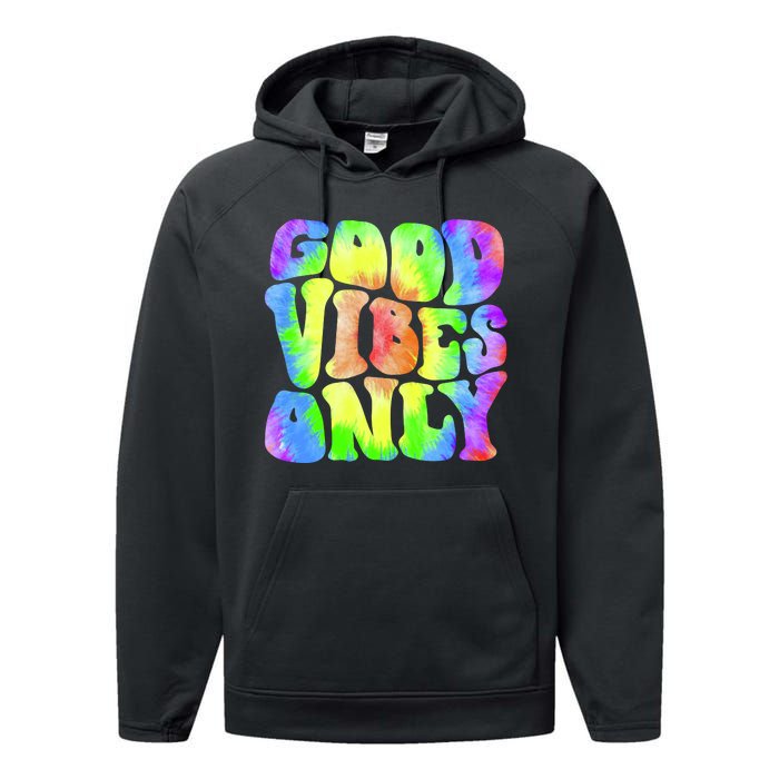 Good Vibes Only Trippy Colorful Vibing Performance Fleece Hoodie