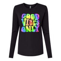 Good Vibes Only Trippy Colorful Vibing Womens Cotton Relaxed Long Sleeve T-Shirt