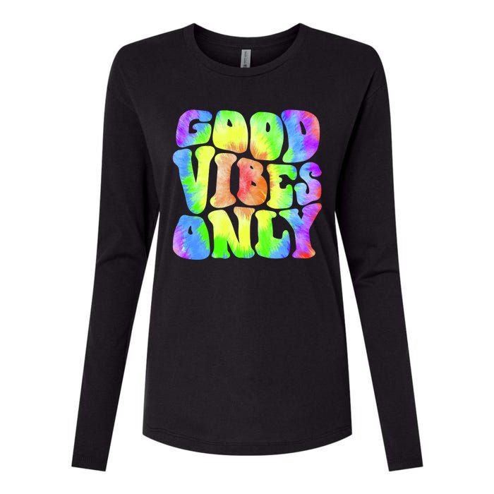 Good Vibes Only Trippy Colorful Vibing Womens Cotton Relaxed Long Sleeve T-Shirt