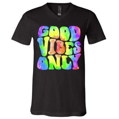 Good Vibes Only Trippy Colorful Vibing V-Neck T-Shirt