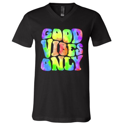 Good Vibes Only Trippy Colorful Vibing V-Neck T-Shirt