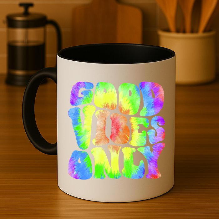 Good Vibes Only Trippy Colorful Vibing Mug