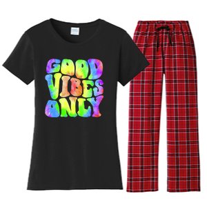 Good Vibes Only Trippy Colorful Vibing Women's Flannel Pajama Set