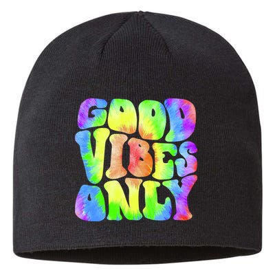 Good Vibes Only Trippy Colorful Vibing Sustainable Beanie