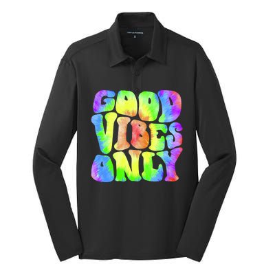 Good Vibes Only Trippy Colorful Vibing Silk Touch Performance Long Sleeve Polo