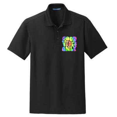 Good Vibes Only Trippy Colorful Vibing Dry Zone Grid Polo