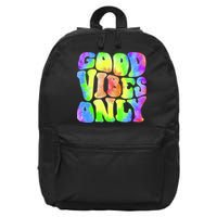 Good Vibes Only Trippy Colorful Vibing 16 in Basic Backpack