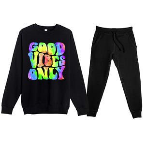 Good Vibes Only Trippy Colorful Vibing Premium Crewneck Sweatsuit Set