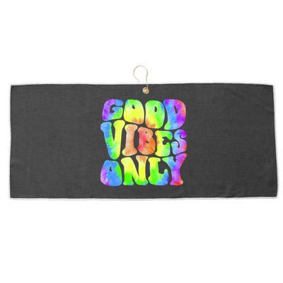 Good Vibes Only Trippy Colorful Vibing Large Microfiber Waffle Golf Towel