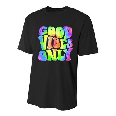 Good Vibes Only Trippy Colorful Vibing Youth Performance Sprint T-Shirt