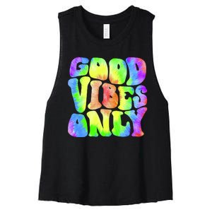 Good Vibes Only Trippy Colorful Vibing Women's Racerback Cropped Tank